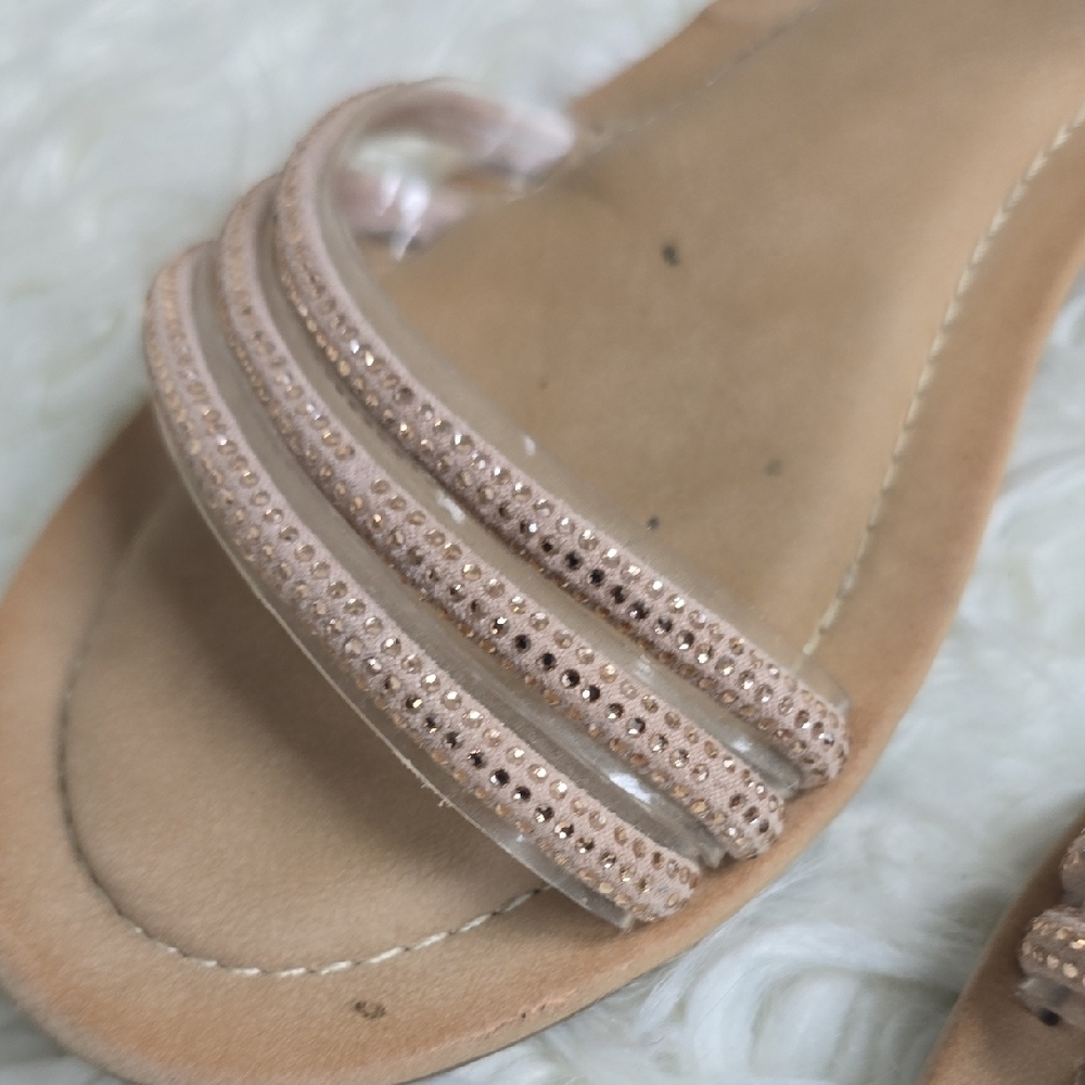 Chic Pink and Tan Sandals with Secure Ankle Strap - Picture 3 of 10